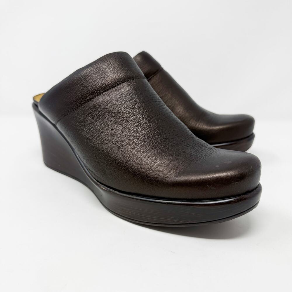 NAOT Metallic Brown Leather Wedge Heel Mules Women's EU 42/US 11 Made in Israel